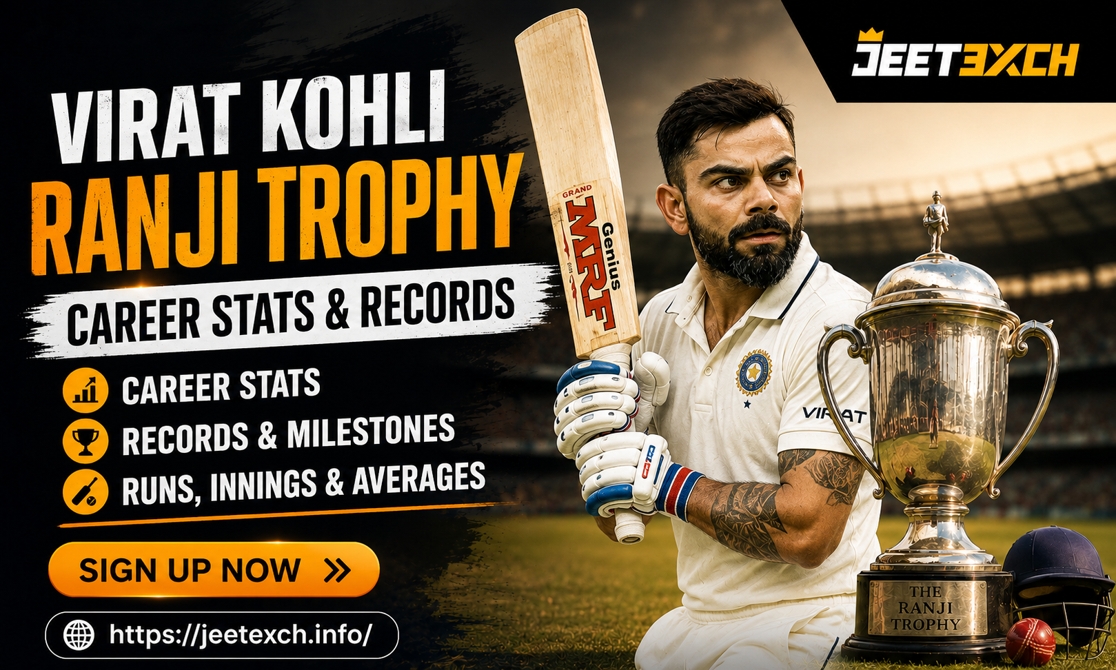 Virat Kohli Ranji Trophy Runs: Career Stats & Records